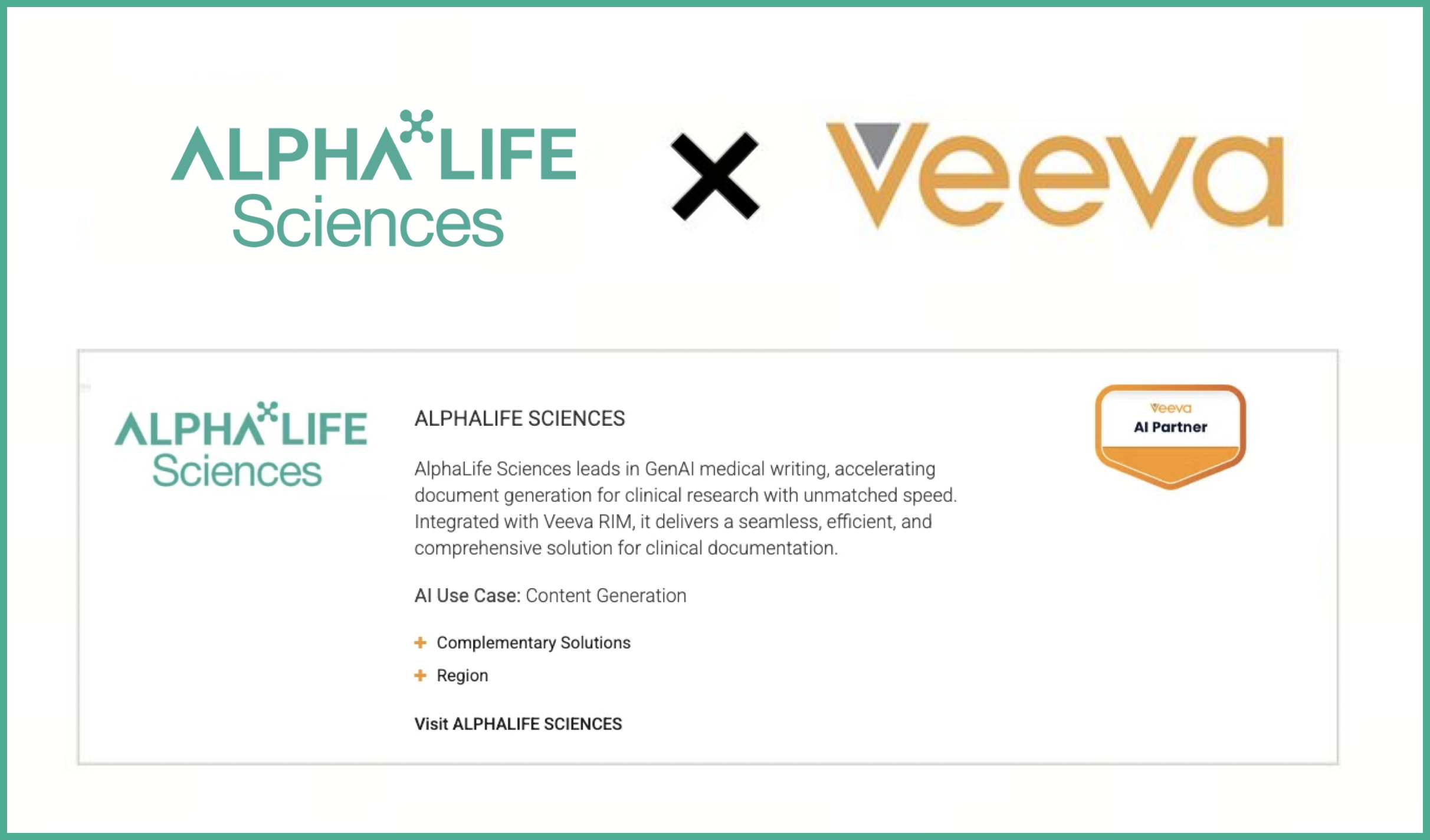 AlphaLife Sciences Announces Veeva RIM Integration to Power AI-Orchestrated Authoring and QC